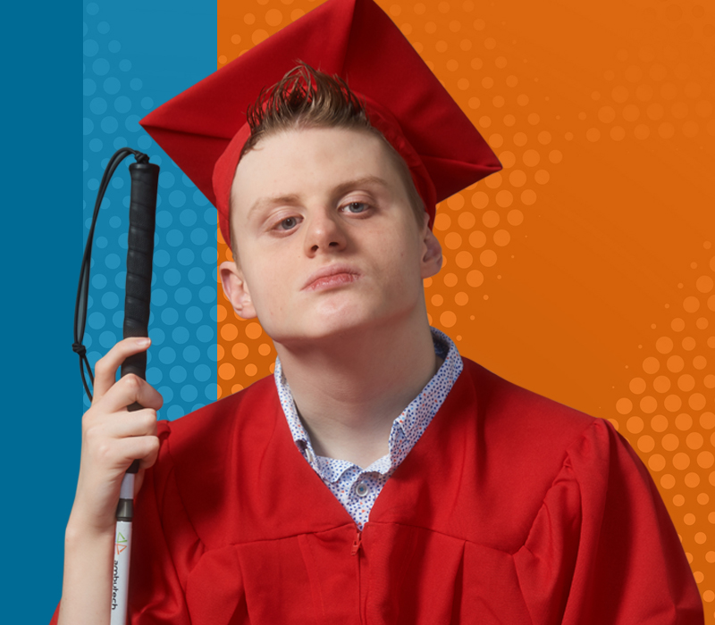 young man in graduation cap and gown