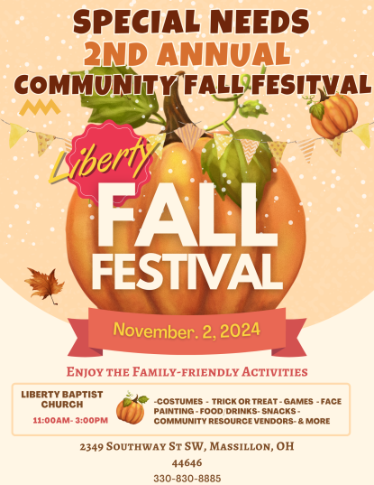 flyer with orange pumpkin leaves