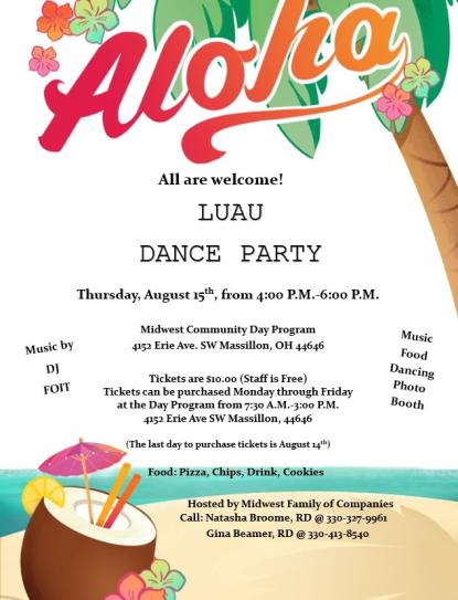 Aloha!  Luau Dance Party Flyer