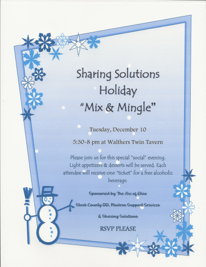 blue white flyer with snowflakes